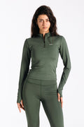 SCULPTED HALF ZIP-OLIVE