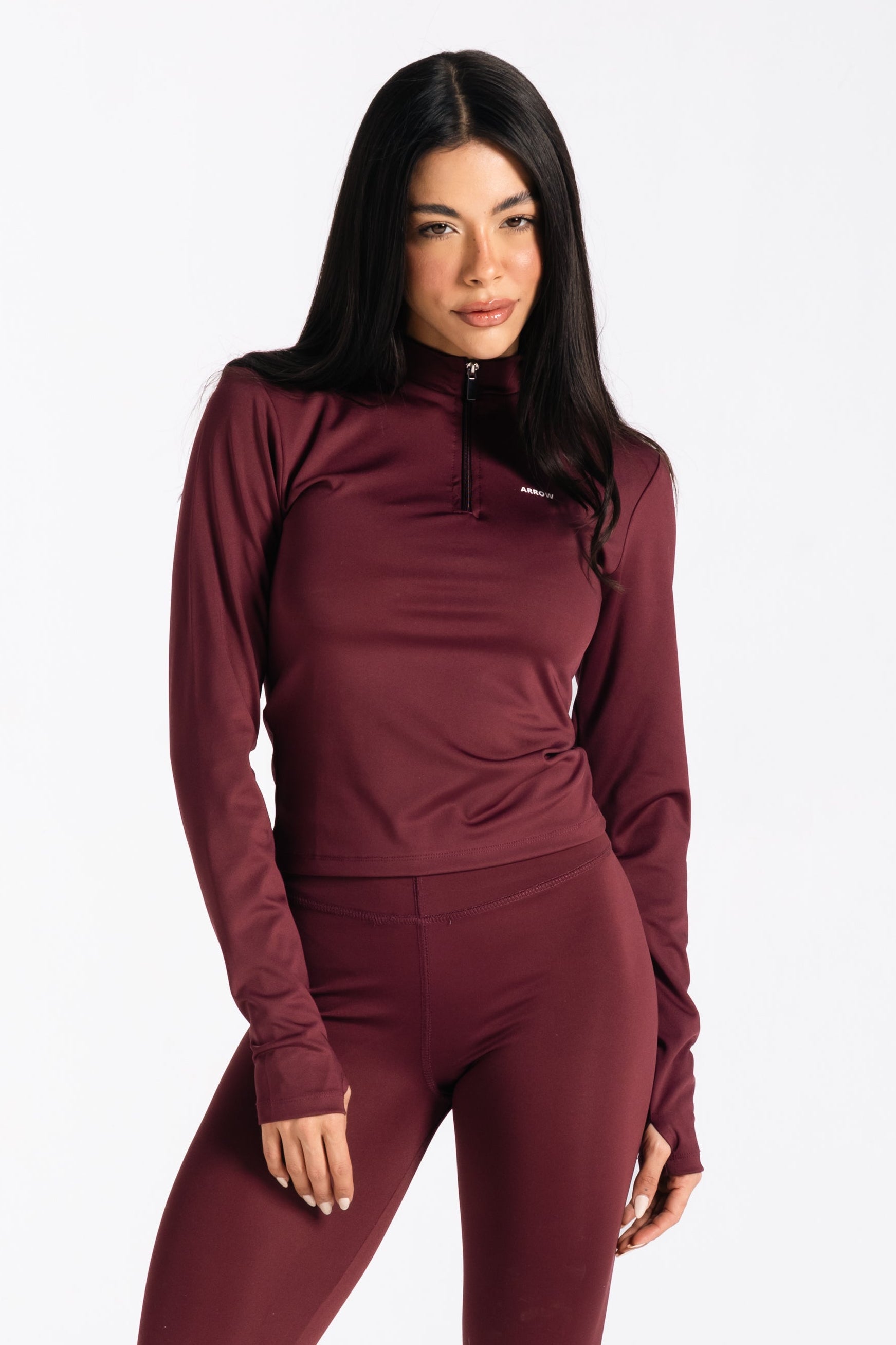 SCULPTED HALF ZIP-BURGUNDY
