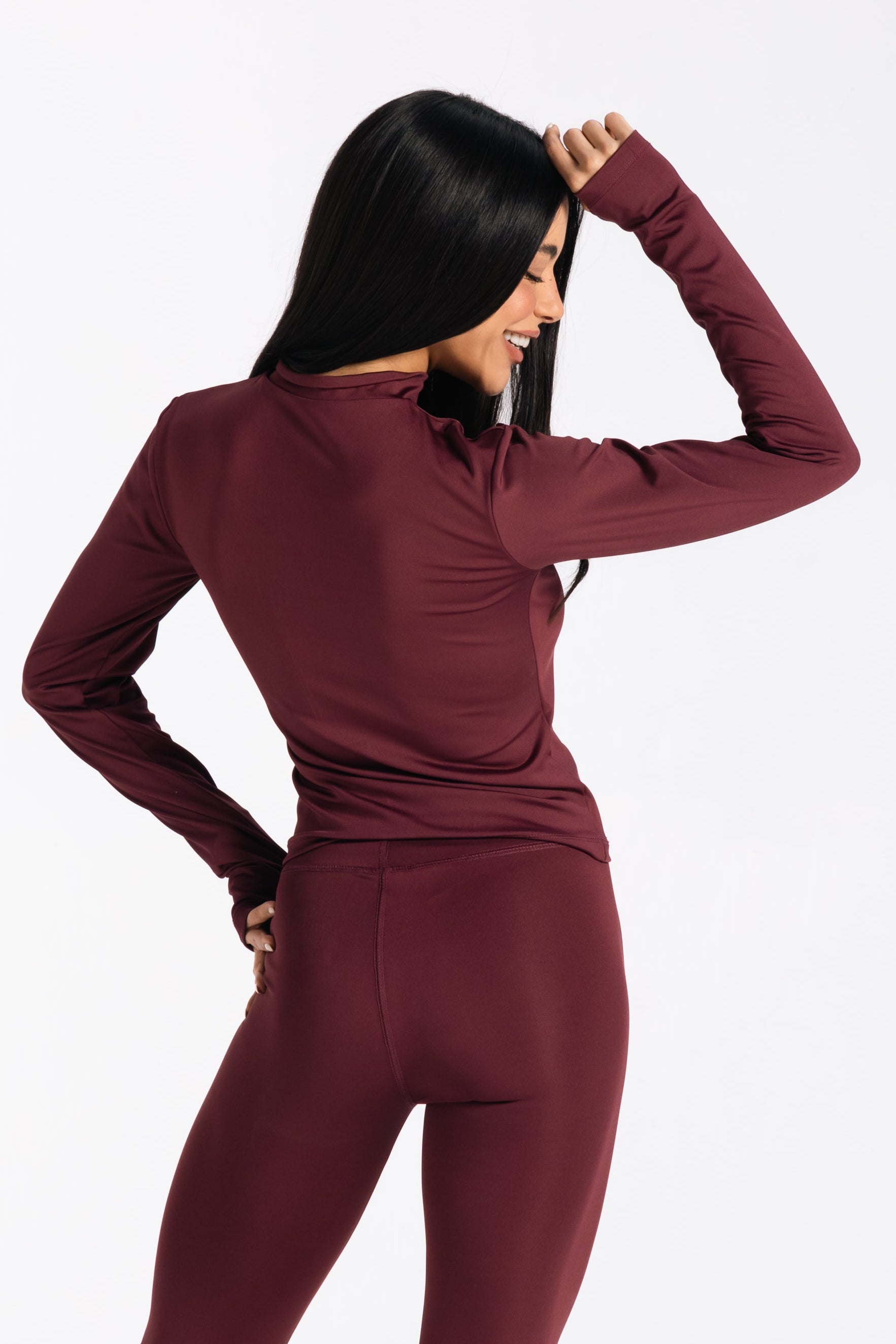 SCULPTED HALF ZIP-BURGUNDY