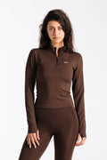 SCULPTED HALF ZIP-BROWN